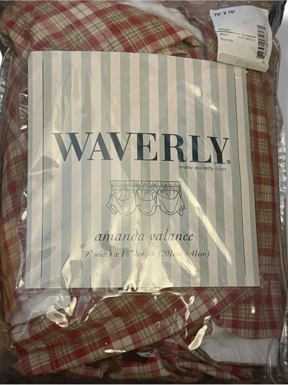 Waverly Amanda Tea Rose plaid farmhouse/country curtain valances